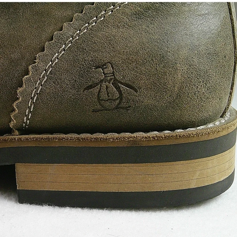 Original Penguin Monty Mens Leather Chukka Boots Brown Olive 10.5 OP100199